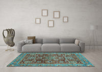 Machine Washable Abstract Light Blue Modern Rug, wshabs3731lblu