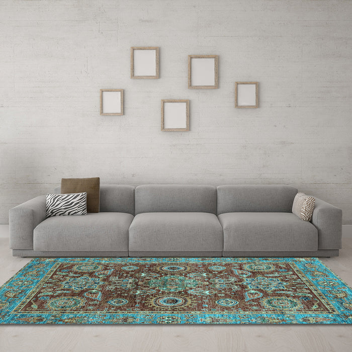 Machine Washable Abstract Light Blue Modern Rug in a Living Room, wshabs3731lblu