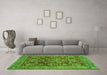 Machine Washable Abstract Green Modern Area Rugs in a Living Room,, wshabs3731grn