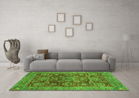 Machine Washable Abstract Green Modern Rug, wshabs3731grn