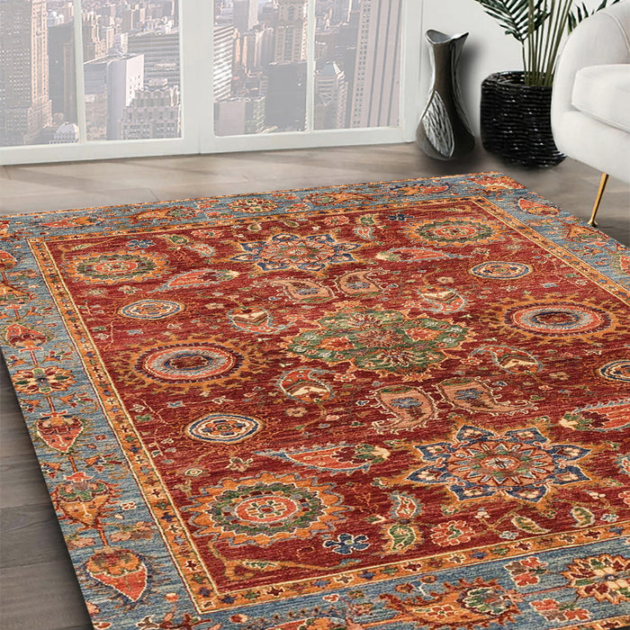 Abstract Orange Brown Modern Rug in Family Room, abs3731
