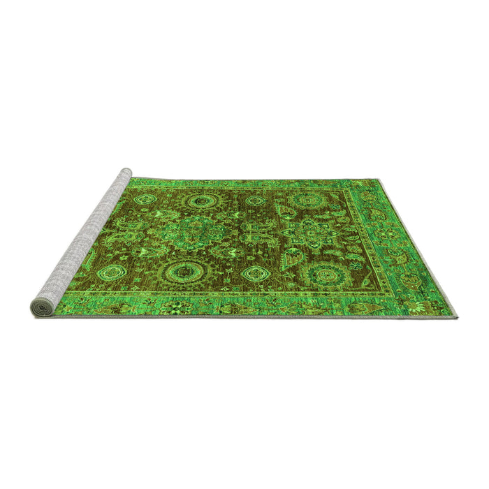 Sideview of Machine Washable Abstract Green Modern Area Rugs, wshabs3731grn
