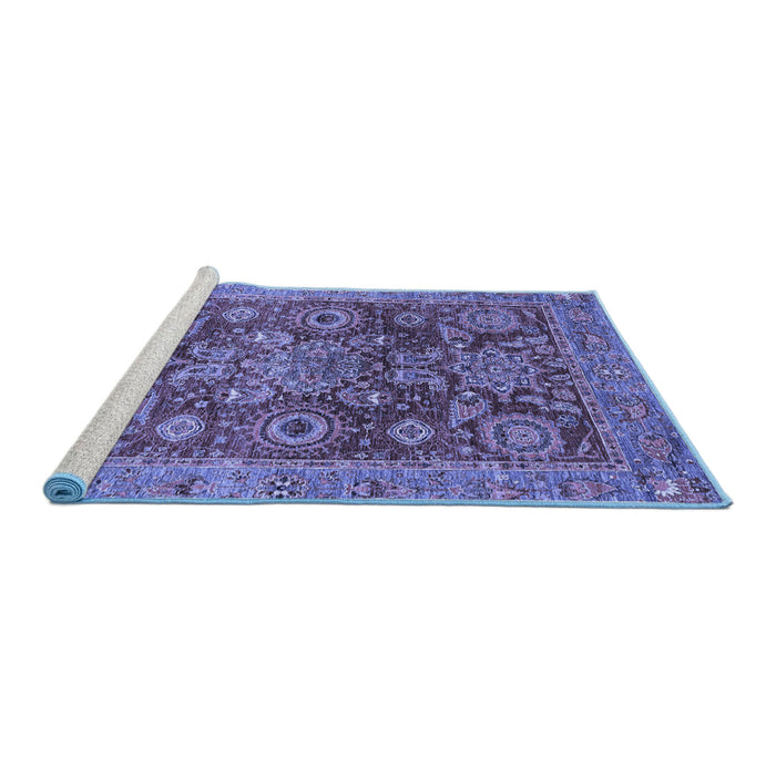 Sideview of Machine Washable Abstract Blue Modern Rug, wshabs3731blu