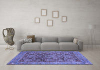 Machine Washable Abstract Blue Modern Rug, wshabs3731blu