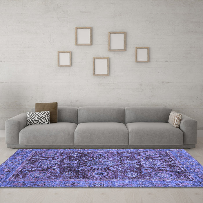 Machine Washable Abstract Blue Modern Rug in a Living Room, wshabs3731blu