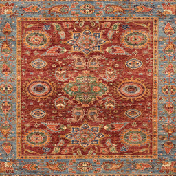 Square Abstract Orange Brown Modern Rug, abs3731