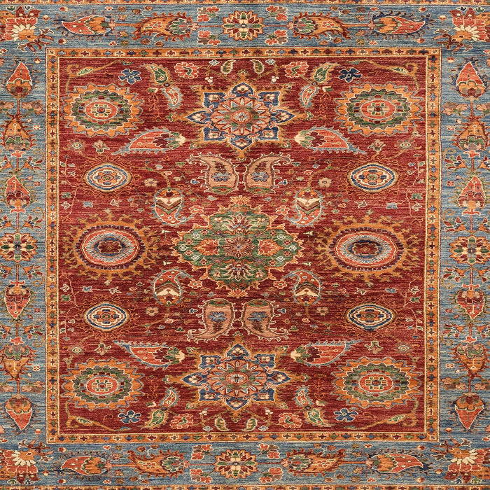 Square Abstract Orange Brown Modern Rug, abs3731