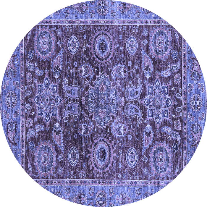 Round Abstract Blue Modern Rug, abs3731blu