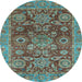 Round Abstract Light Blue Modern Rug, abs3731lblu