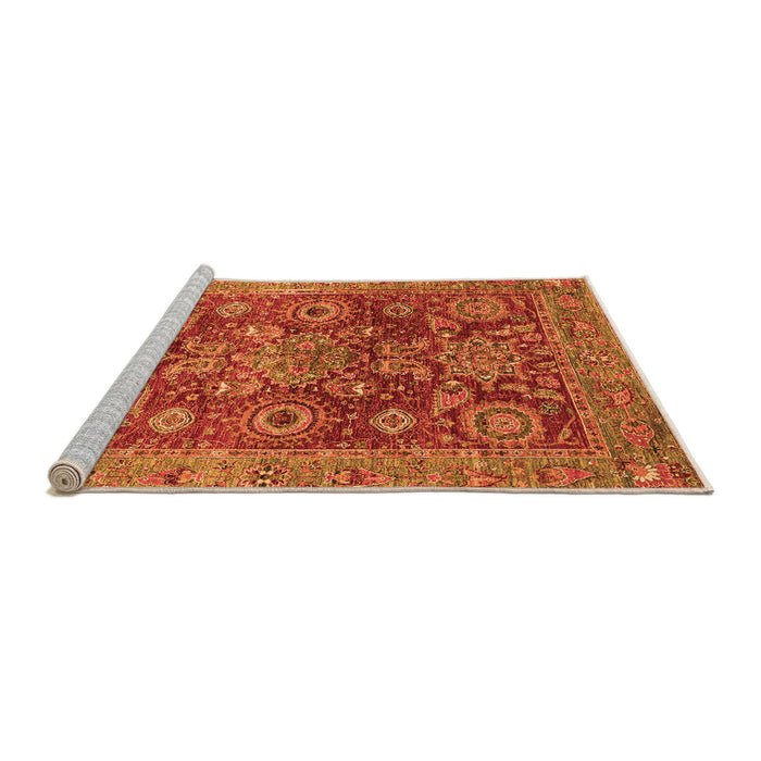 Sideview of Machine Washable Abstract Orange Modern Area Rugs, wshabs3731org