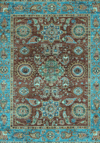 Abstract Light Blue Modern Rug, abs3731lblu