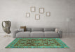 Machine Washable Abstract Turquoise Modern Area Rugs in a Living Room,, wshabs3731turq