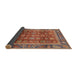 Sideview of Abstract Orange Brown Modern Rug, abs3732