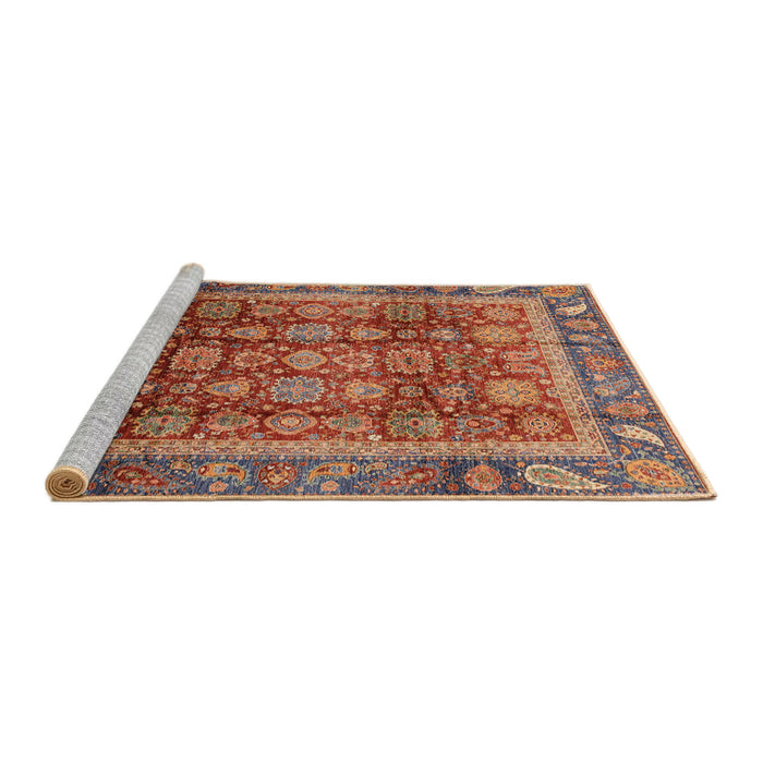 Sideview of Machine Washable Abstract Orange Brown Rug, wshabs3732