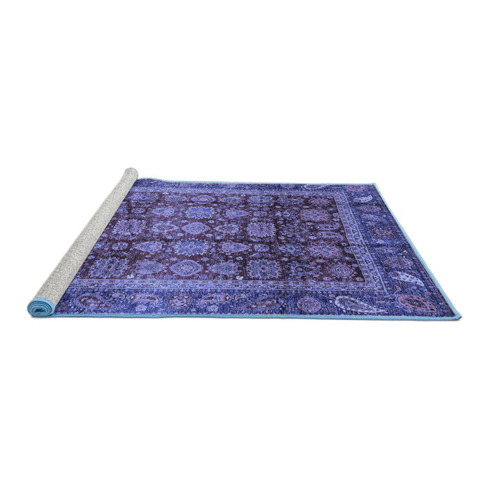 Sideview of Machine Washable Abstract Blue Modern Rug, wshabs3732blu