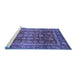 Sideview of Machine Washable Abstract Blue Modern Rug, wshabs3732blu