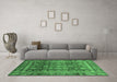 Machine Washable Abstract Emerald Green Modern Area Rugs in a Living Room,, wshabs3732emgrn