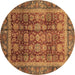 Round Machine Washable Abstract Brown Modern Rug, wshabs3732brn