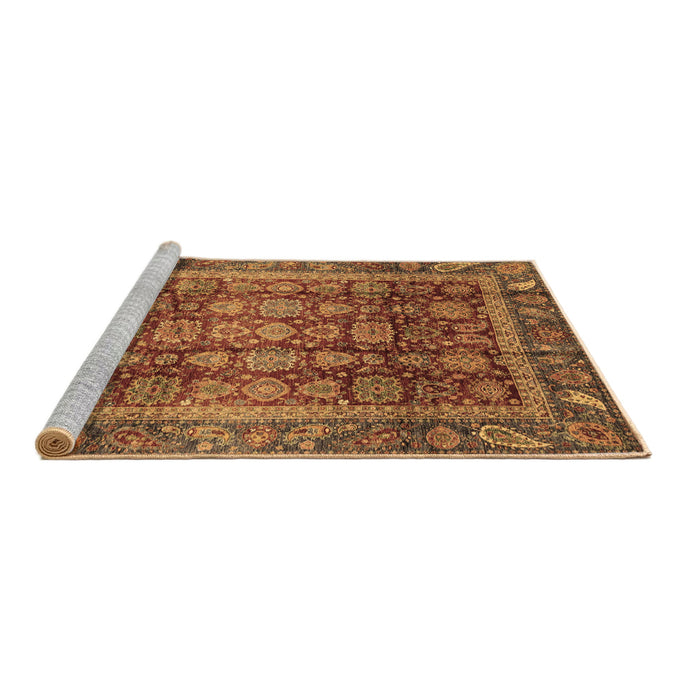 Sideview of Machine Washable Abstract Brown Modern Rug, wshabs3732brn