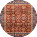 Round Machine Washable Abstract Orange Brown Rug, wshabs3732