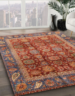 Machine Washable Abstract Orange Brown Rug in a Family Room, wshabs3732