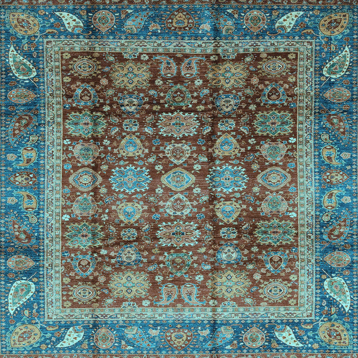 Square Machine Washable Abstract Light Blue Modern Rug, wshabs3732lblu