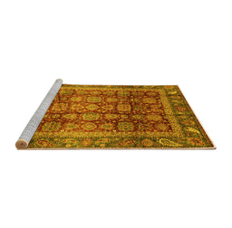 Sideview of Machine Washable Abstract Yellow Modern Rug, wshabs3732yw