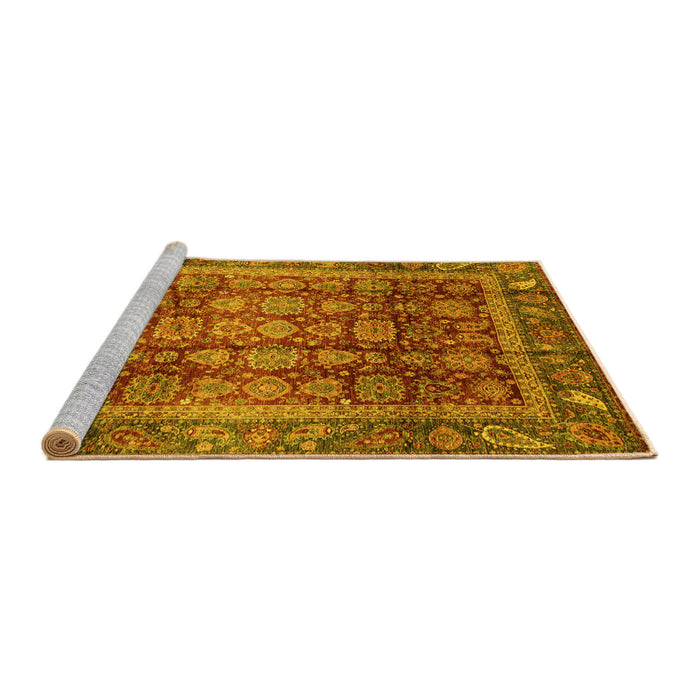Sideview of Machine Washable Abstract Yellow Modern Rug, wshabs3732yw