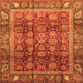 Square Machine Washable Abstract Orange Modern Area Rugs, wshabs3732org