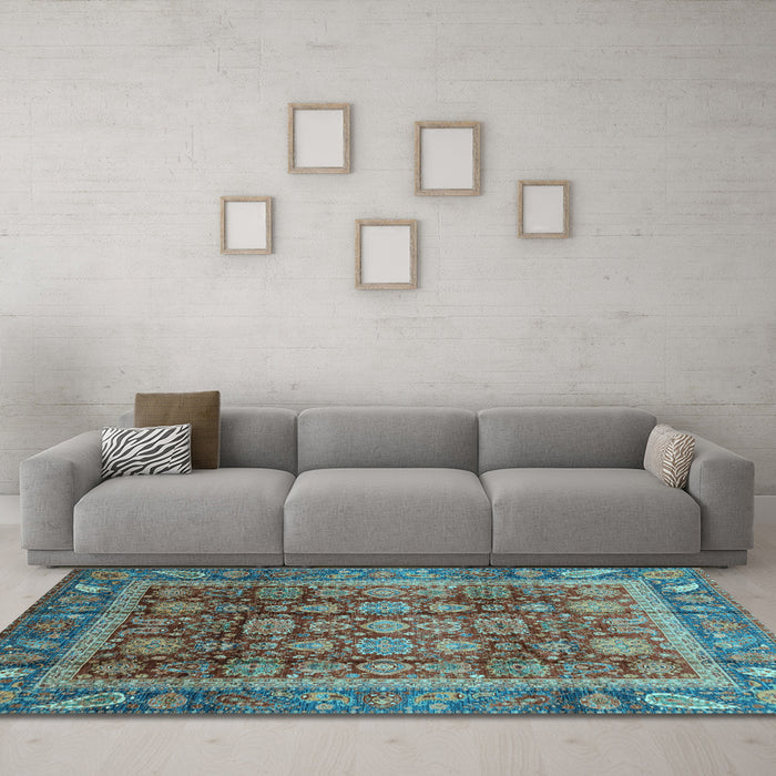 Machine Washable Abstract Light Blue Modern Rug in a Living Room, wshabs3732lblu