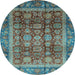 Round Abstract Light Blue Modern Rug, abs3732lblu