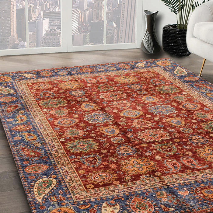 Abstract Orange Brown Modern Rug in Family Room, abs3732