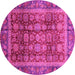 Round Machine Washable Abstract Pink Modern Rug, wshabs3732pnk