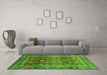 Machine Washable Abstract Green Modern Area Rugs in a Living Room,, wshabs3732grn