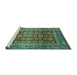 Sideview of Machine Washable Abstract Turquoise Modern Area Rugs, wshabs3732turq