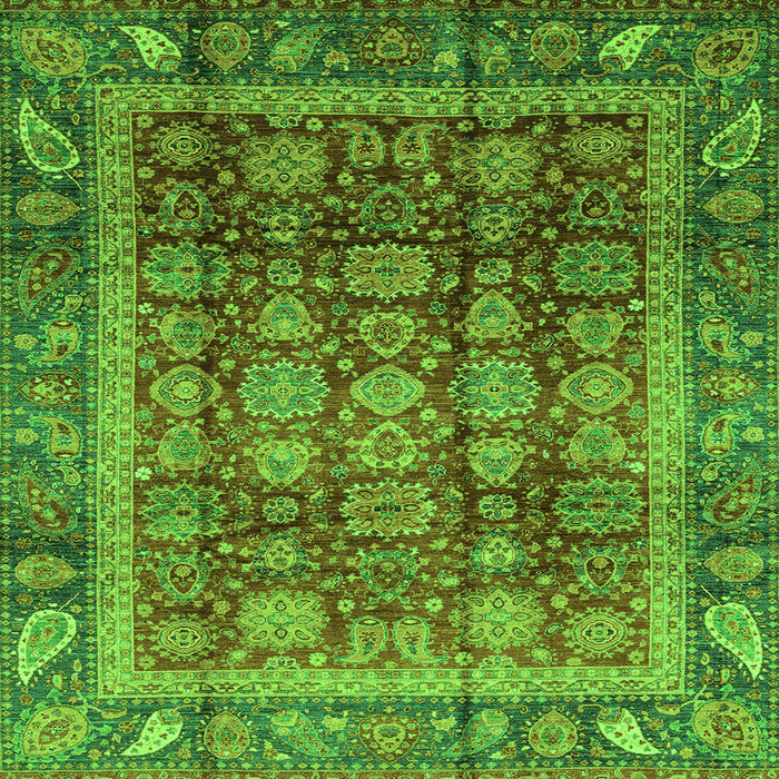 Square Abstract Green Modern Rug, abs3732grn