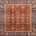 Square Machine Washable Abstract Orange Brown Rug, wshabs3732