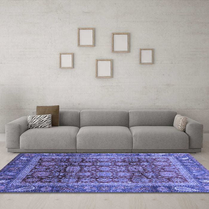 Machine Washable Abstract Blue Modern Rug in a Living Room, wshabs3732blu