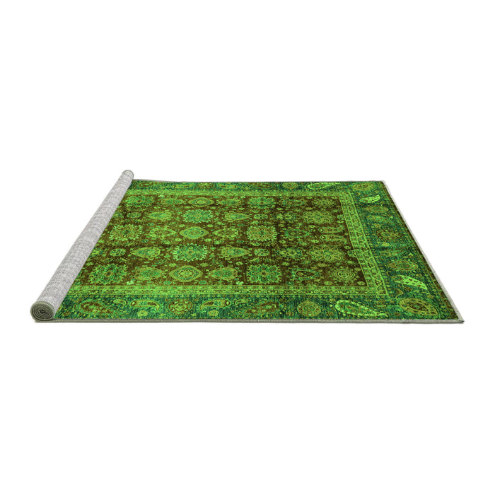Sideview of Machine Washable Abstract Green Modern Area Rugs, wshabs3732grn