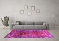 Machine Washable Abstract Pink Modern Rug, wshabs3732pnk