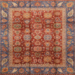 Square Abstract Orange Brown Modern Rug, abs3732
