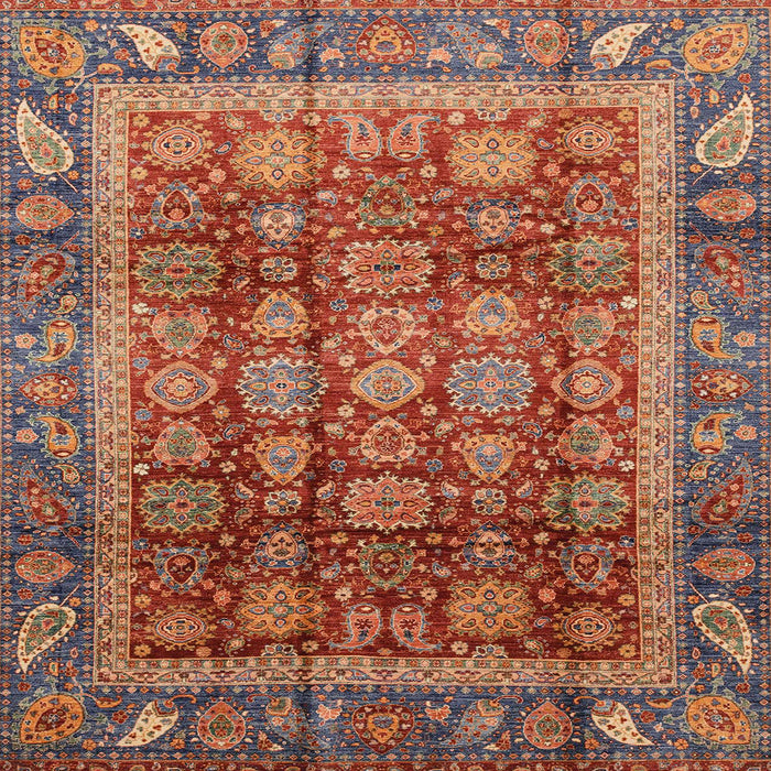 Square Abstract Orange Brown Modern Rug, abs3732