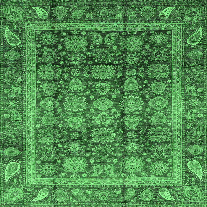 Square Machine Washable Abstract Emerald Green Modern Area Rugs, wshabs3732emgrn