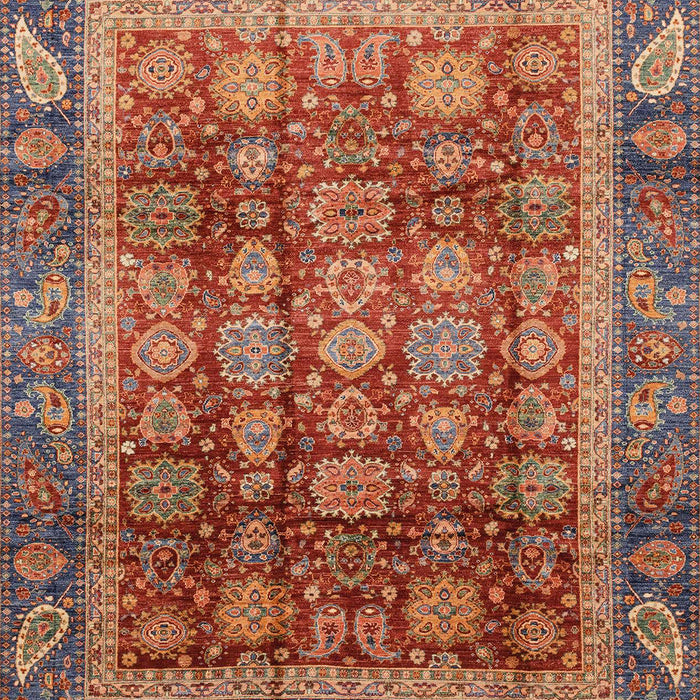 Machine Washable Abstract Orange Brown Rug, wshabs3732