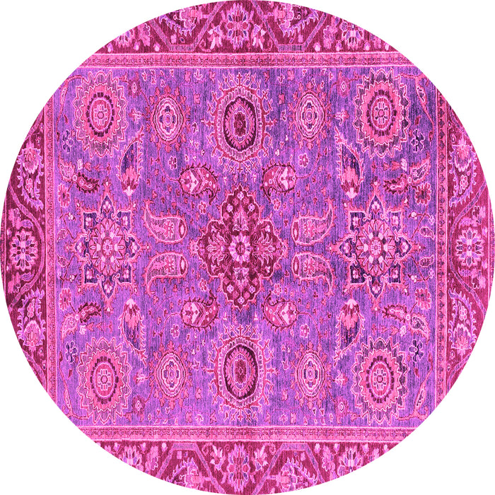 Round Machine Washable Oriental Pink Traditional Rug, wshabs3733pnk