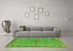 Machine Washable Oriental Green Traditional Area Rugs in a Living Room,, wshabs3733grn