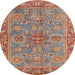 Round Abstract Camel Brown Oriental Rug, abs3733