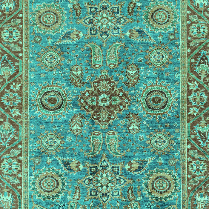 Machine Washable Oriental Turquoise Traditional Area Rugs, wshabs3733turq