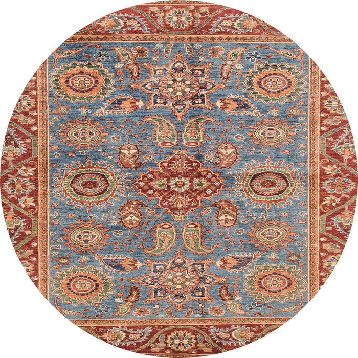 Round Machine Washable Abstract Camel Brown Rug, wshabs3733