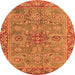 Round Oriental Orange Traditional Rug, abs3733org